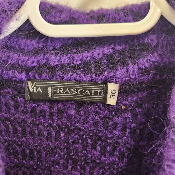 Vintage Via Frascatti Snap Cardigan Purple Fan Shell Pattern Size 36 - Picture 5 of 11